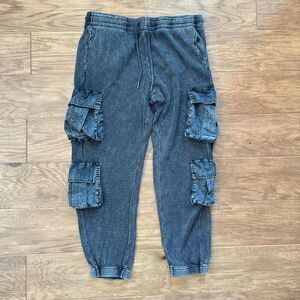 Hard Tail Forever Pants Women's Size XL Waffle Knit Cargo Joggers Gray